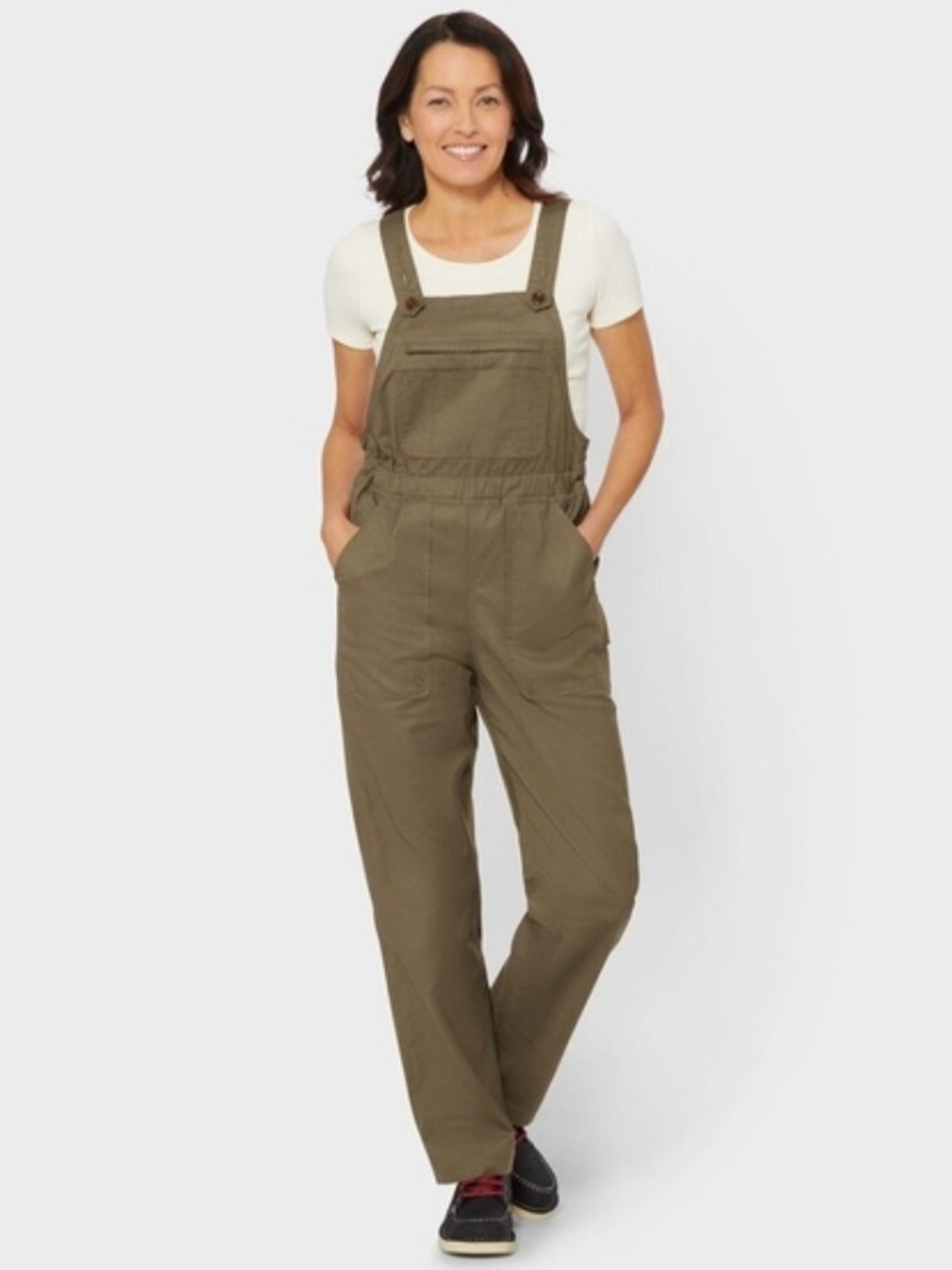 Duluth Trading Co Olive Green Women's Hempstop Pull-On Bib Overalls